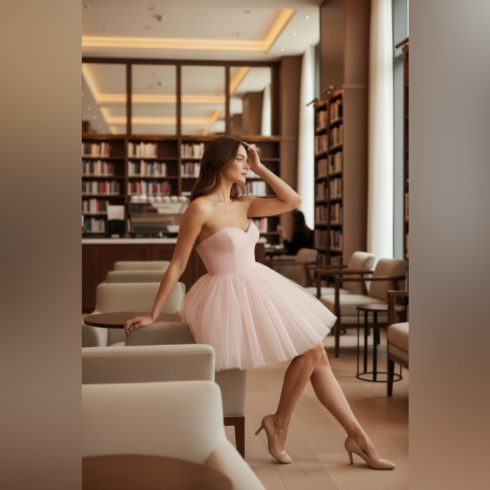 New York & Company Strapless Pink Tulle Dress - Picture 5 of 6